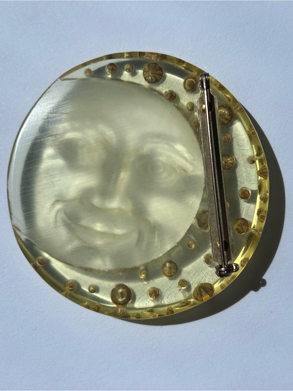 Celestial Moon Face Brooch with sparkling detail - Picture 4 of 10